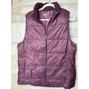 Xersion Packable Puffer Vest Burgundy MensSize 1X Lightweight Quilted Zip Jacket